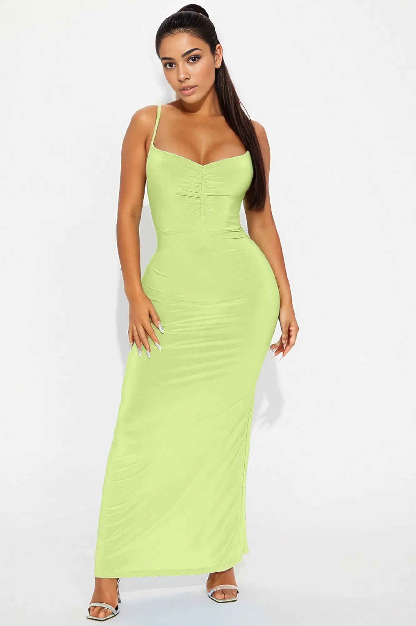 SWEETHEART RUCHED BODYCON MAXI DRESS